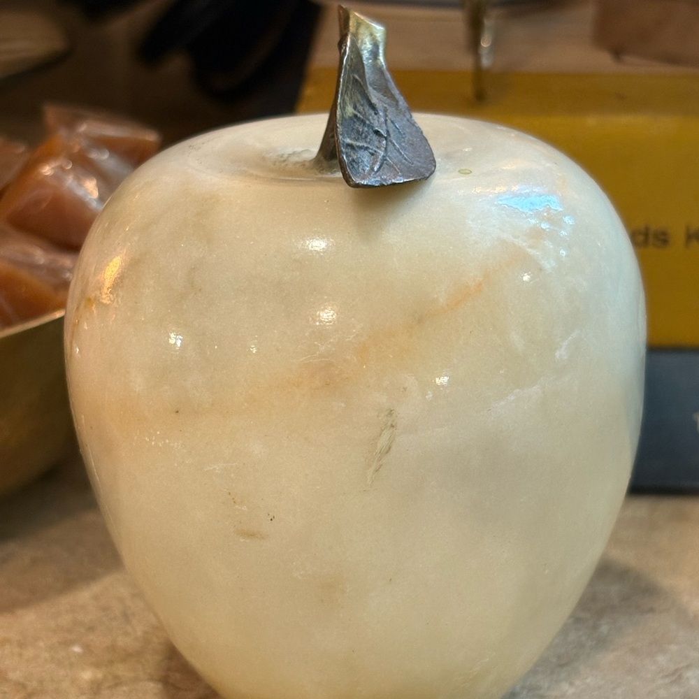 Elegant Cream Marble Apple Decor - Picture 2 of 9